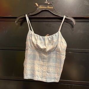 blue spaghetti strap crop top